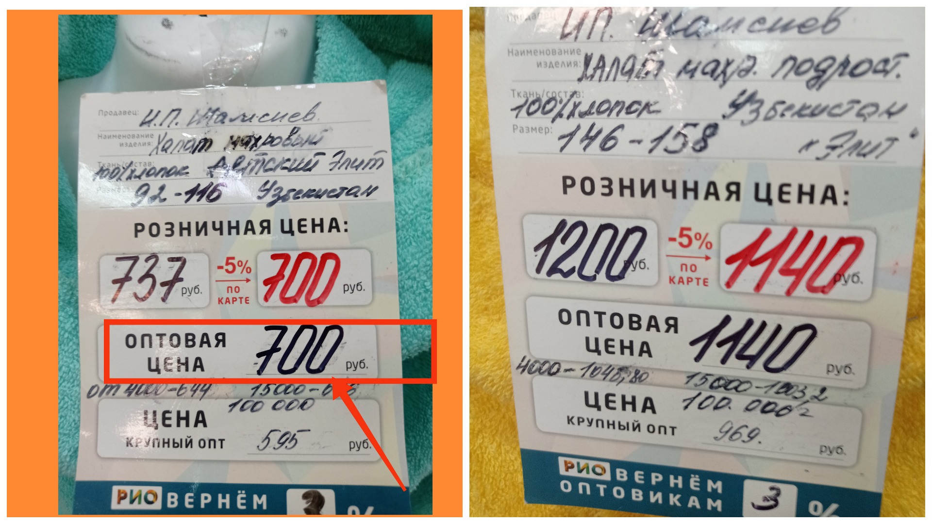 Ивановский текстиль, цены на продукцию в ТЦ "Рио".